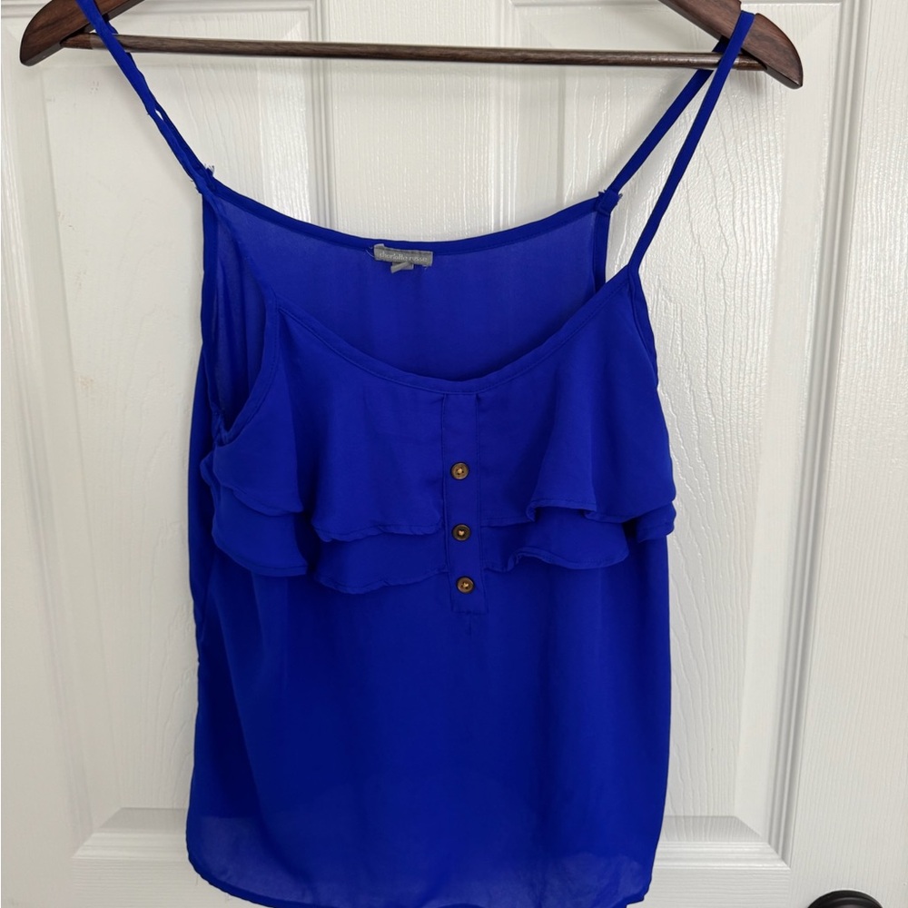 Charlotte Russe Royal Blue Ruffle Button-Front Spaghetti Strap Cami